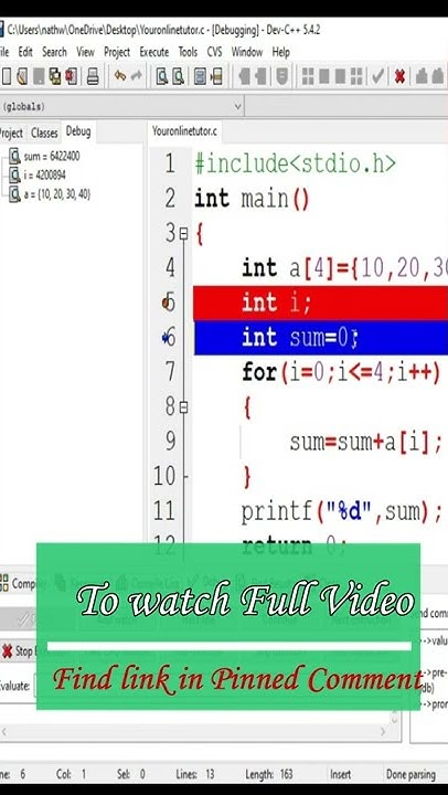 How to Debug C program in Dev C++ Compiler? | Learn C Programming - YouTube