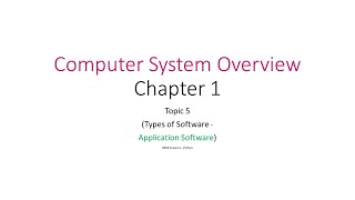 CBSE  Class 11 Computer System Overview Chapter1 Topic 5 - Application Software