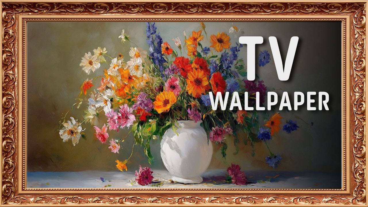 Wildflower Still Life - Colorful Floral Painting for TV Wallpaper