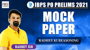 IBPS PO Prelims 2021 I Mock Paper I Reasoning I Radhey  Sir