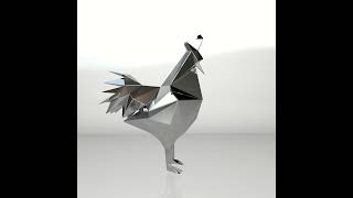 Template for DIY metal sculpture, Pattern of Rooster low poly model in DXF and PDF Format Blueprints