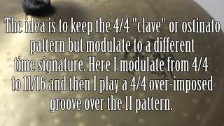 4/4 to 11/16 while keeping the same ostinato pattern.. “The rhythm inception”