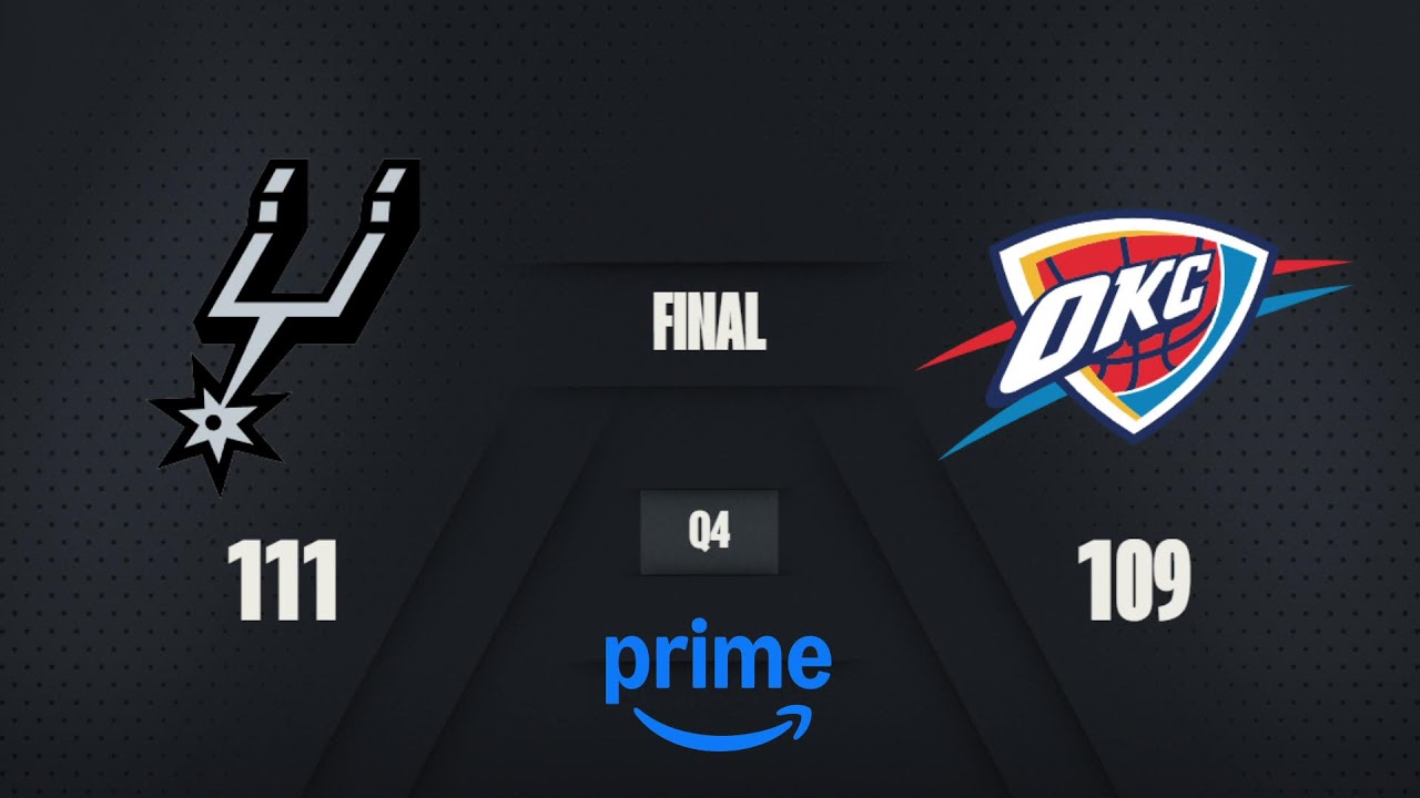 San Antonio Spurs vs. Oklahoma City Thunder | Emirates NBA Cup Semifinals on Prime Live Scoreboard