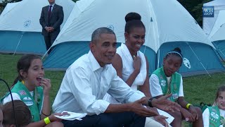Obamas Camp With Girl Scouts On White House Lawn