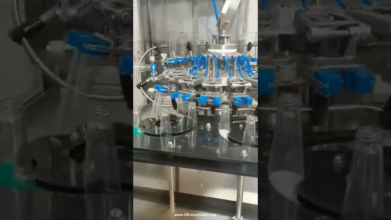 Glass bottle rotary water raising washing machine bottle washing video