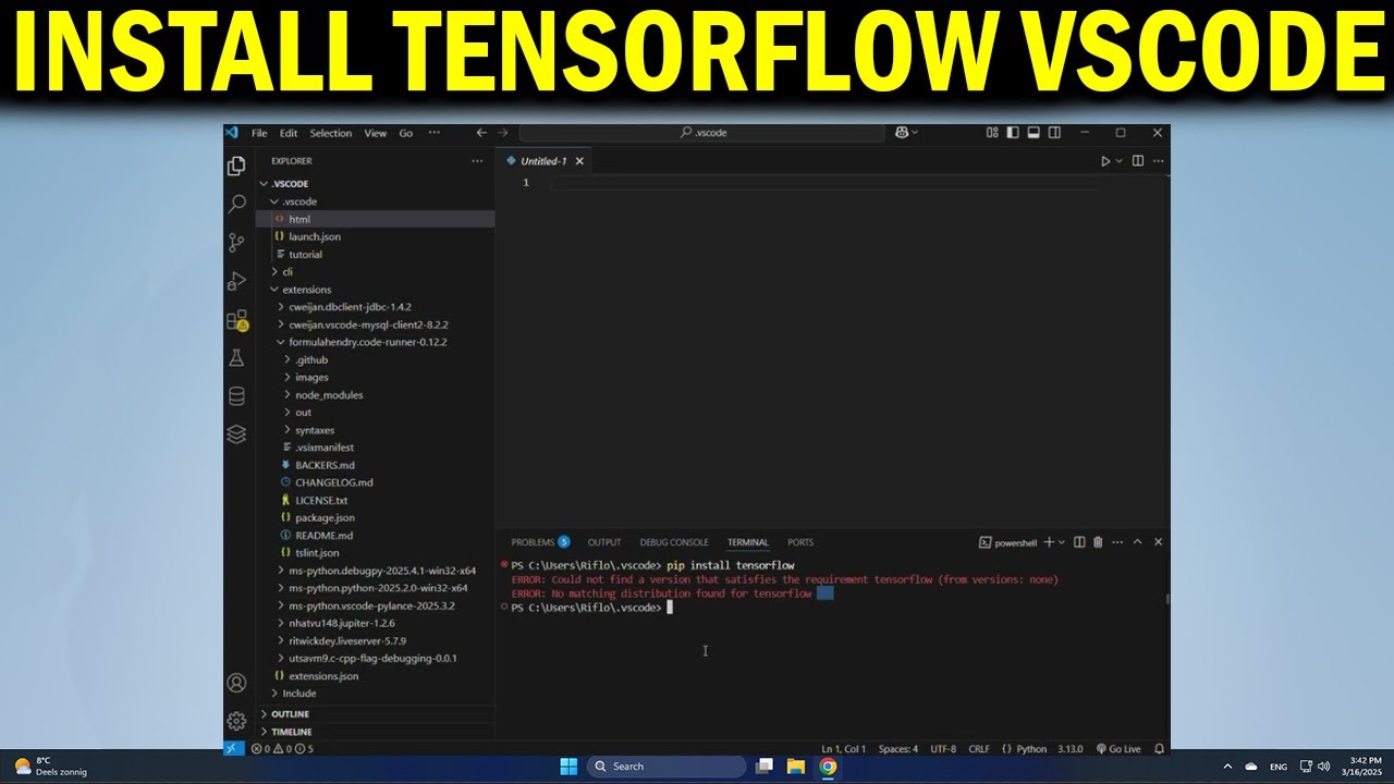 How To Install Tensorflow in Visual Studio Code - YouTube