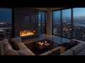 Luxury Penthouse Fireplace 🌃🔥 | Cozy NYC Night Ambience for Relaxation & Sleep | 4K
