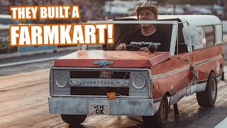 We fixed his crutch and then made a pass in their replica Farmtruck Kart!