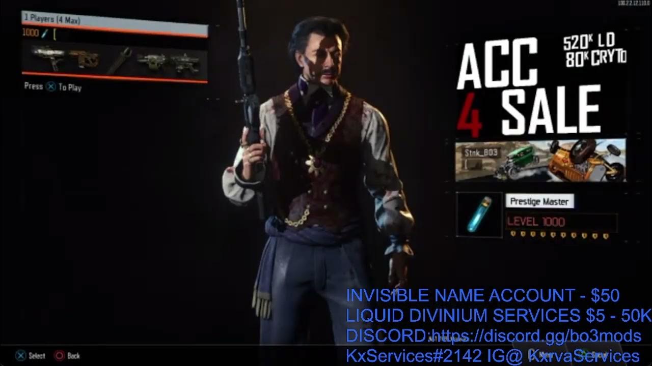 BLACK OPS 3 MODDED ACCOUNT FOR SALE + LIQUID DIVINIUM SERVICES PS4/PS5 2023 YouTube