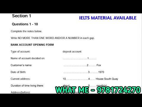 BANK ACCOUNT OPENING FORM IELTS LISTENING || EXAM STYLE LISTENING || PRACTICE TEST || 2022 EDITION
