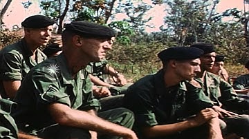 Soldiers of Long Range Reconnaissance Patrol (LRRP) wearing black berets, during ...HD Stock Footage