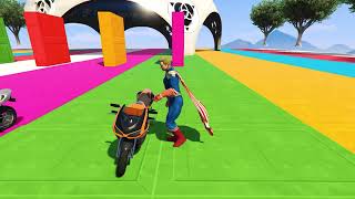 الأبطال الخارقين على القضبان دوامة قمع جسر 🏍️🐱‍SPIDER MAN!on Motorcycle in Spiral Bridge Stunt Rid