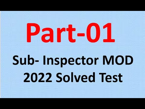 Mod Sub Inspector Part -01 sub inspector Mod 2022 solved test paper|| MoD test ki tyari ...