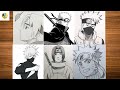 6 Easy Naruto Characters Drawing Tutorial | Draw Itachi, Kakashi, Sasuke, Naruto &amp; More drawing #art