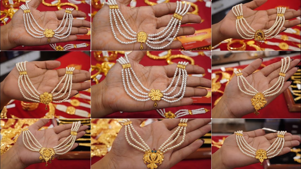 Gold pearl necklace designs with price || Gold pearl jewellery designs|| Sonar Moti necklace designs