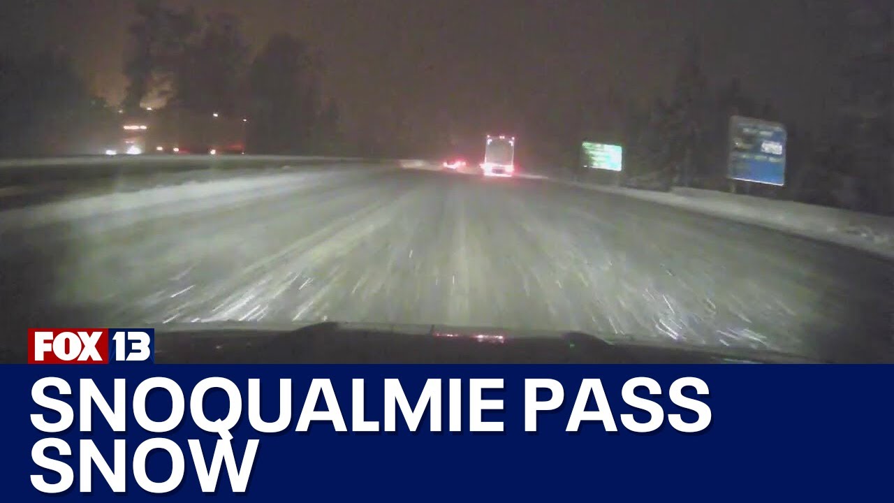 Snow falling over Snoqualmie Pass in western WA | FOX 13 Seattle - YouTube
