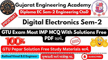 GTU Digital Electronics Sem-2 IMP MCQ With 100% Solutions! 📚Free PDF | Diploma Eng#gtu #ctod#gtuexam