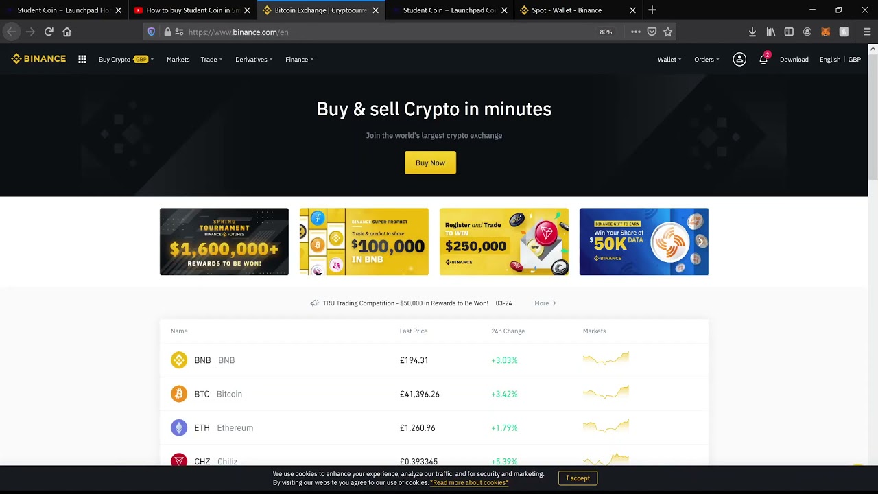 Buy Student Coin with Binance