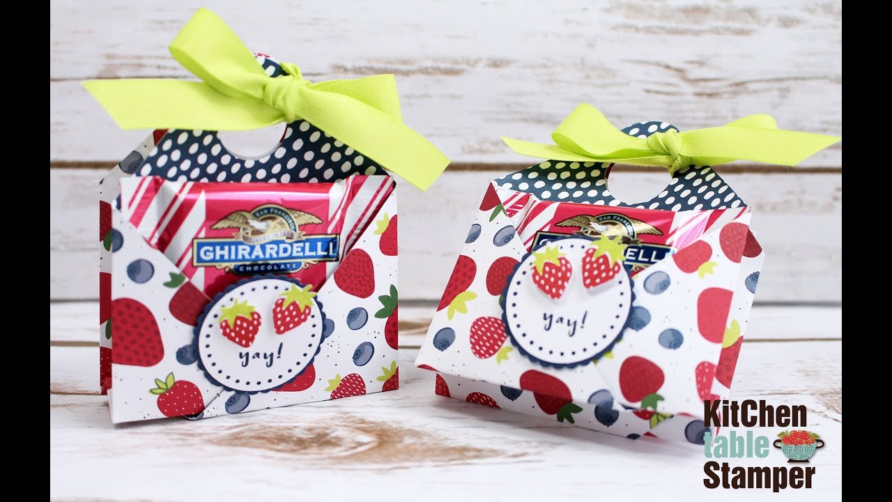 Stampin' Up! Flower Shop Double Pocket Treat Holder Ghirardelli Squares with Kitchen Table Stamper