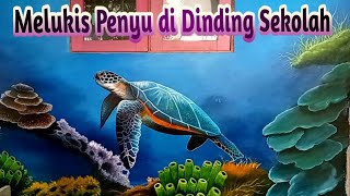 melukis pemandangan bawah laut di dinding part.2 // melukis penyu