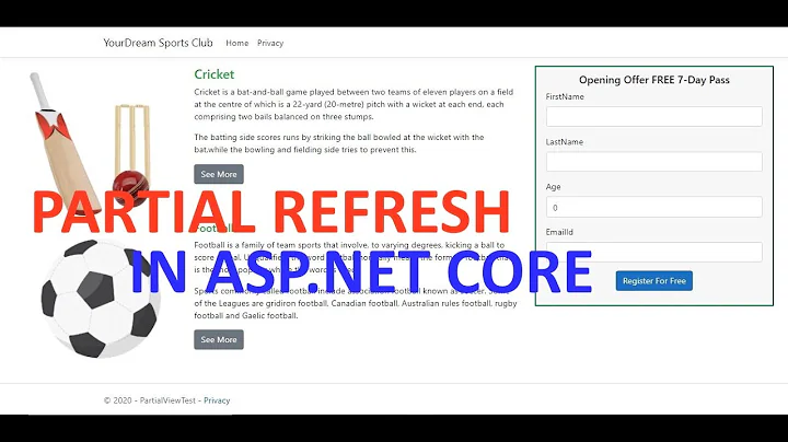 Partial Refresh in ASP.NET Core Using AJAX and Partial View