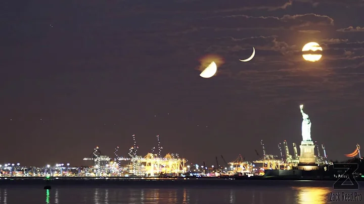 Three Moons and a Statue - A Moon-Stack Time-lapse of the crescent moon, half full and full moon - DayDayNews