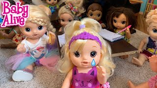 Baby Alive School Math work and snack time drama