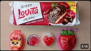 Relaxing Red Candy ASMR ❤️ Chocolate Cookies, Jelly & Sweet Collection screenshot 4