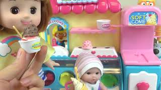 Baby Doll Ice cream shop and Play Doh ice cream toys