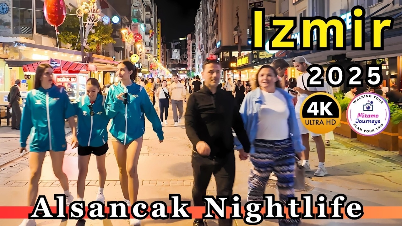 Turkey Izmir 4K Walking Tour | Izmir Nightlife, Alsancak Streets Bars & Cafes, Kordon Beach | 2025