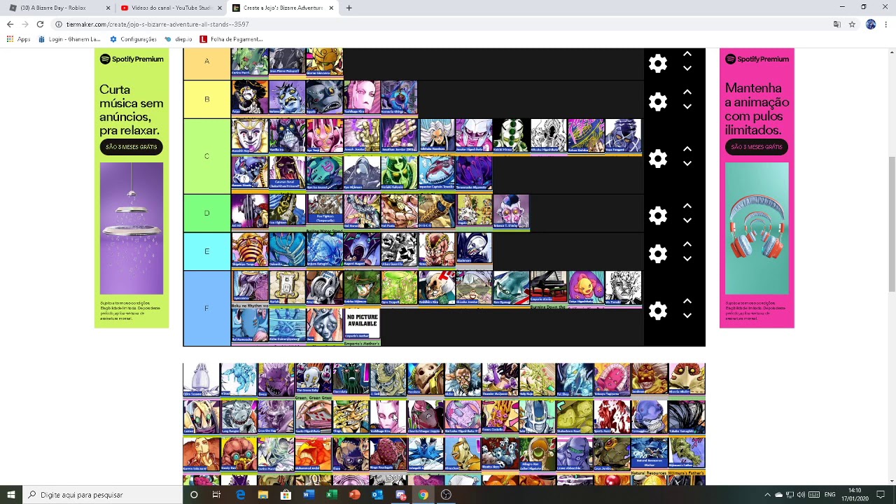 minha tier list dos stand de jojo YouTube