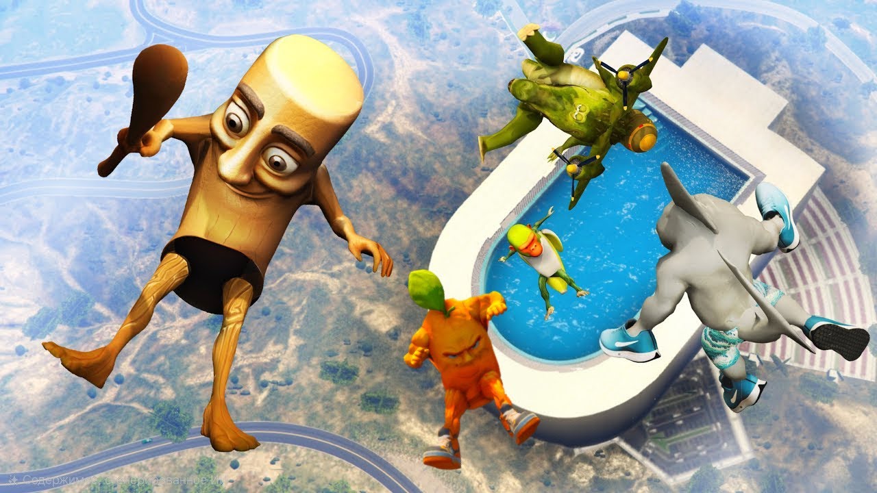 GTA 5 Tralalero Tralala Crew Ultimate Ragdolling into Giant Water Pool