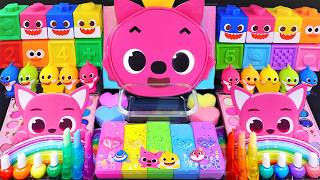 Pinkfong Rainbow Slime Mixing Random Cute, Shiny Things Into Slime #asmr #satisfying #slimevideos