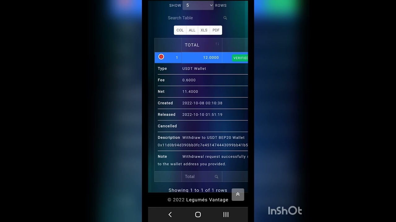 LEGUMES VANTAGE PROOF OF WITHDRAWAL 😊