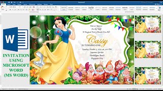 SNOW WHITE | How to make INVITATION in Microsoft Word (MS Word) | DIY | Cassy Soriano