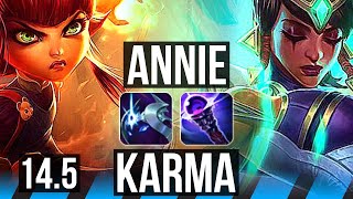 ANNIE vs KARMA (MID) | 2200+ games, 14/2/12, Dominating | EUW Challenger | 14.5