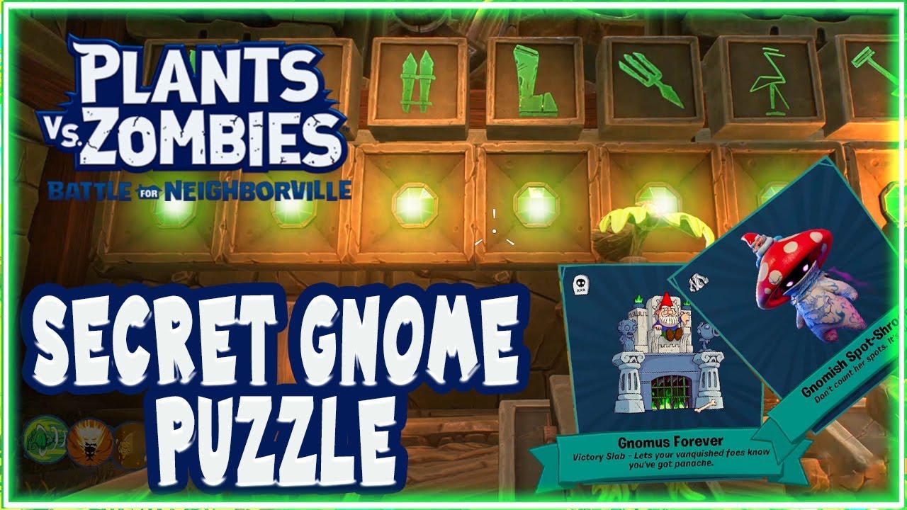 Giddy Park Secret Gnome Puzzle Solution! Plants vs Zombies: Battle for  Neighborville - YouTube