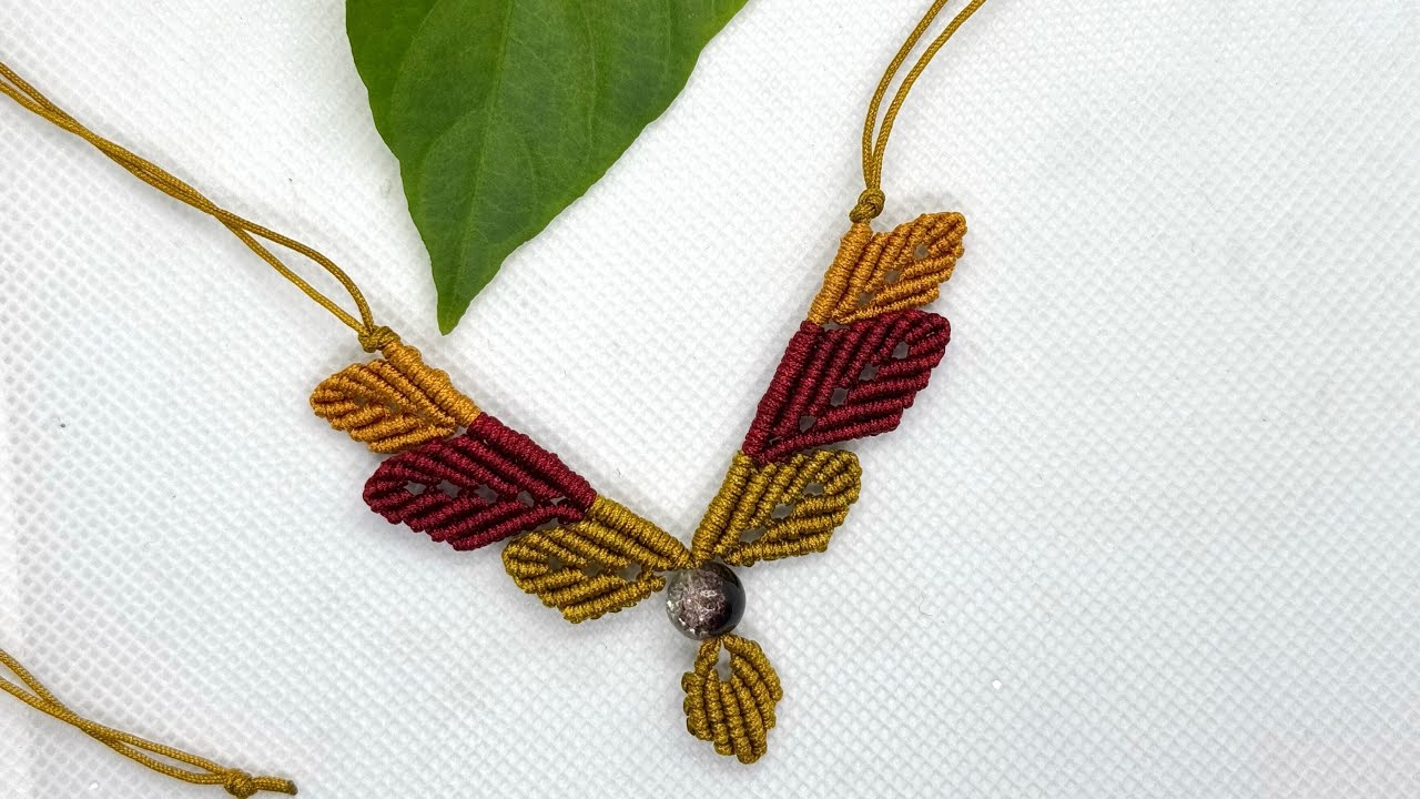 Macrame Leaf Necklace 🍂| DIY tutorial | Handmade Necklace
