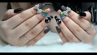 Uñas de halloween/ Uñas punta coffin/ Uñas inspiradas en Jack