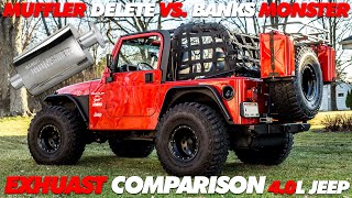 Muffler Delete Vs. Banks Monster Exhaust  Jeep TJ - YouTube