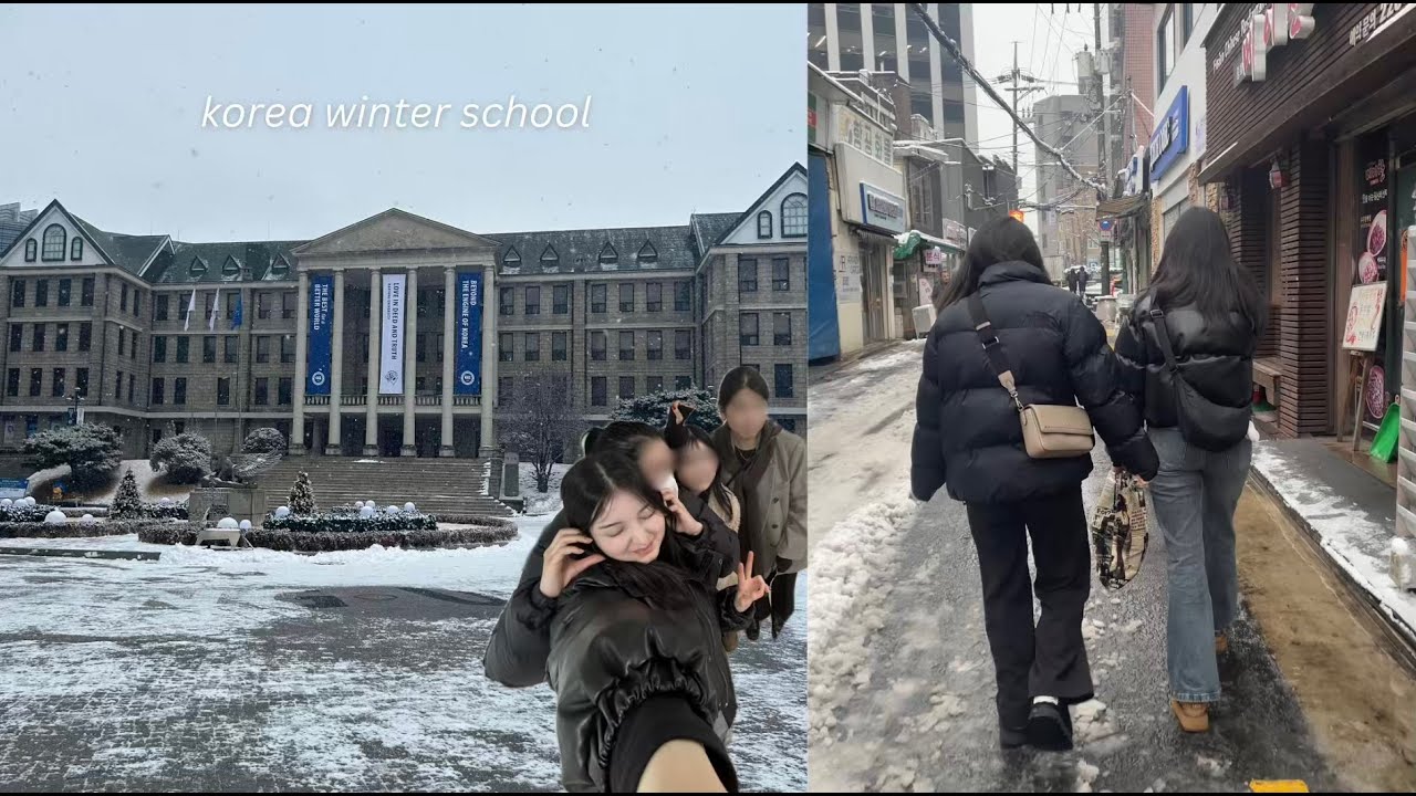 [VLOG] korean winter school 🏫 | study cafe 📓 KR/ENG CC