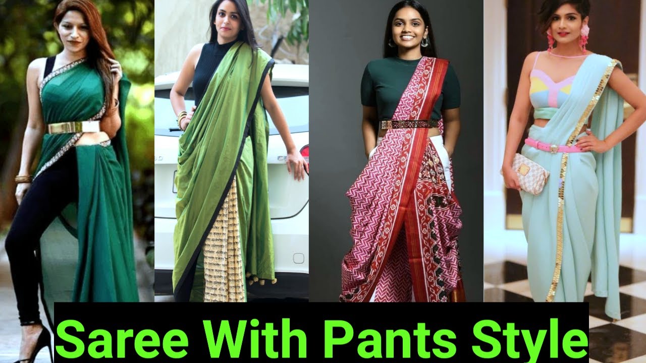 How to Drape Saree with pants pants के ऊपर साड़ी पहनना सीखे 3