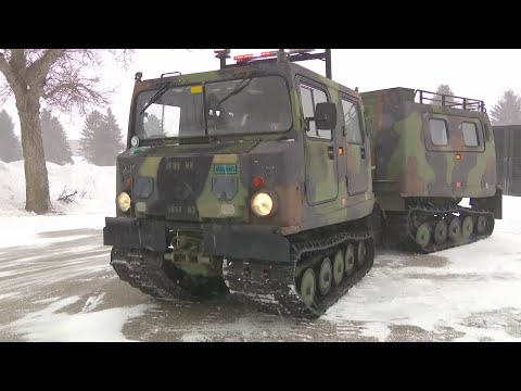 Owatonna's National Guard Armory sets up emergency shelter, with some serious wheels at the ready
