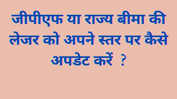 How to update the ledger of GPF or State Insurance at your own level ?