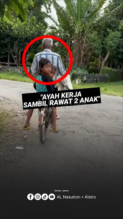 Perjuangan seorang ayah mencari rongsokan dengan menaiki sepeda sambil ditemani kedua anaknya