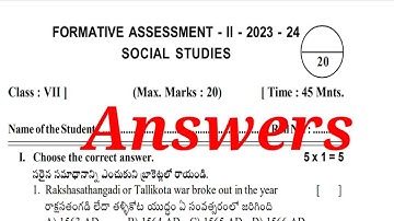 7th class fa2 social studies question paper with answers 2023 - 2024