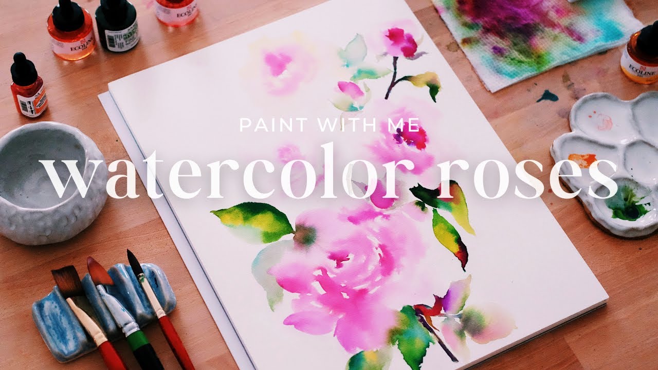 🌿 DREAMY Watercolor Roses 😌Vibey Watercolor Paint With Me YouTube
