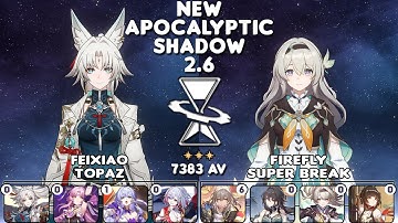 NEW Apocalyptic Shadow 2.6 | E0S1 Feixiao Topaz & E0S1 Firefly | Stage 4 - 3⭐| Honkai Star Rail