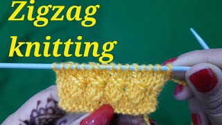 Easy Zigzag Knitting Design|Zigzag 1-Row Repeat Pattern forSweater/ Cardigans|एक सिलाई की आसान बुनाई