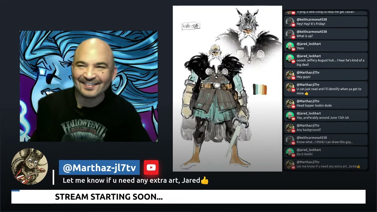 Friday Live Drawing Stream! Drawing Jeffrey August's KING OLAF